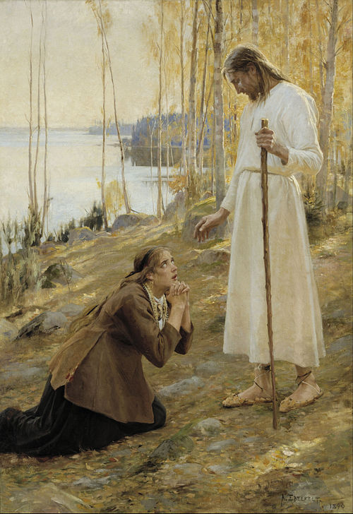 Christus et Marie Madeleine (peinture à l'huile), 1890, Albert Edelfelt