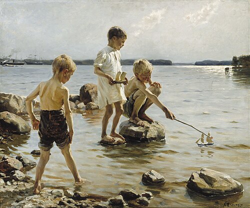 Garçons qui jouent à la plage, 1884, Albert Edelfelt