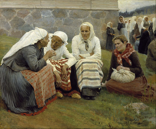 Femmes devant l'église de Ruokolaks, 1887, Albert Edelfelt