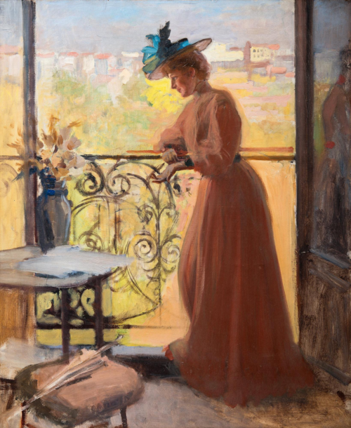Lady on the Balcony, La Parisienne, 1884, Albert Edelfelt