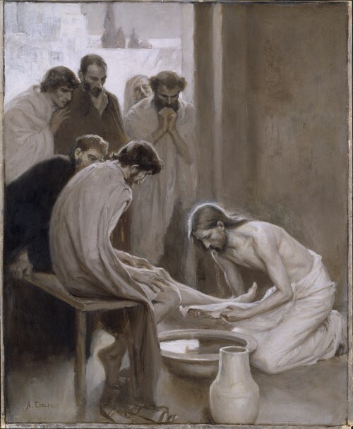 Jesus Washing the Feet of his Disciples, 1898, Albert Edelfelt
