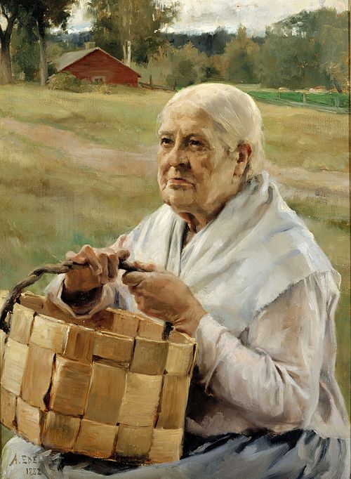 Old Woman with a Chip Basket, 1882, Albert Edelfelt