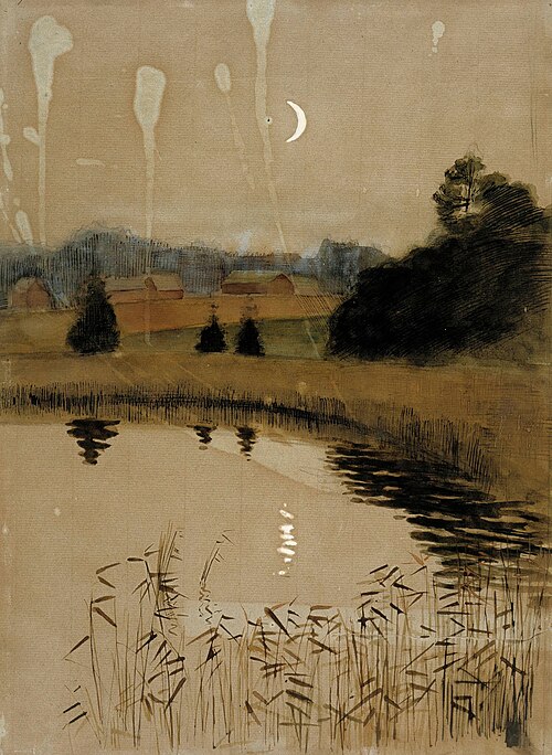 Höstligt strandlandskap med månsken, , Albert Edelfelt