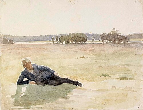 Niityllä loikoileva mies, , Albert Edelfelt