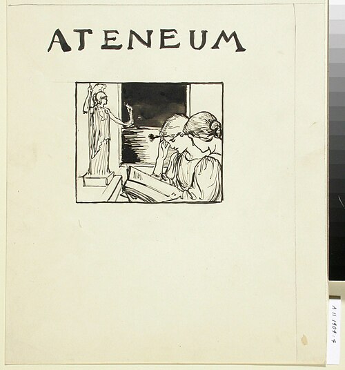 Ateneum-lehden kansiehdotus, julkaisija Wentzel Hagelstam, 1898, Albert Edelfelt