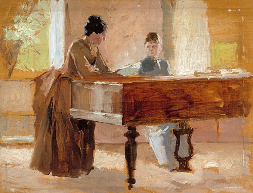 In the Drawing Room at Haikko, study for An Old Tune, 1888, Albert Edelfelt