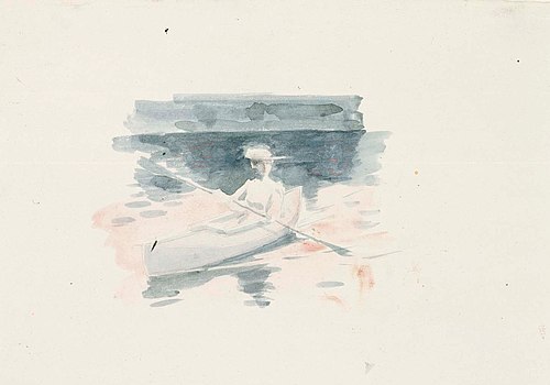 Nainen kanootissa, luonnos, , Albert Edelfelt