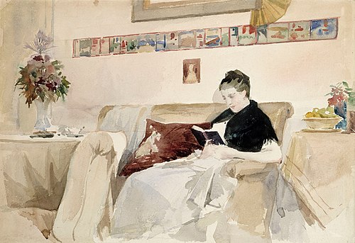 Artist’s Wife Reading on the Sofa, , Albert Edelfelt