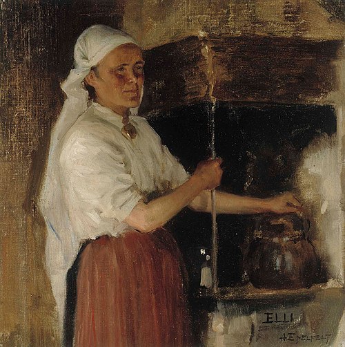 Elli Jäppinen at the Stove, study, 1887, Albert Edelfelt