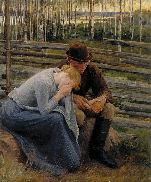 Sorrow, Variation of the Illustration for the Poem At the Fair of Vernamo ; Sorrow, 1894, Albert Edelfelt