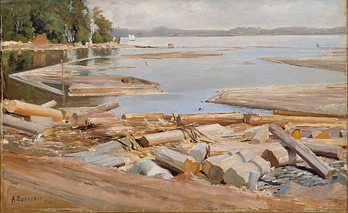 Log Raft, 1886, Albert Edelfelt