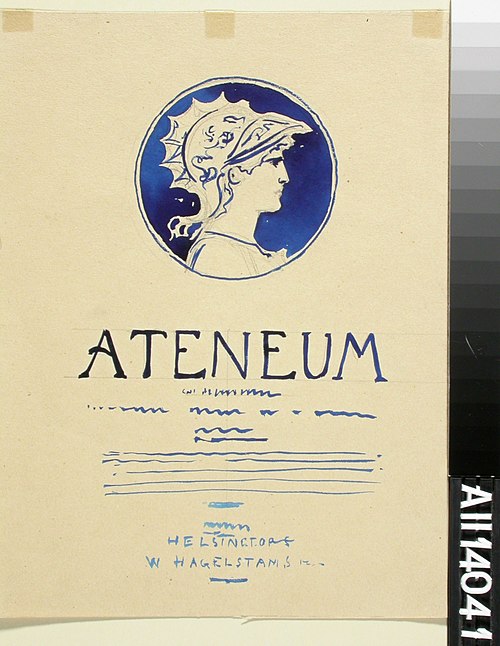 Ateneum-lehden kansiehdotus, julkaisija Wentzel Hagelstam, , Albert Edelfelt