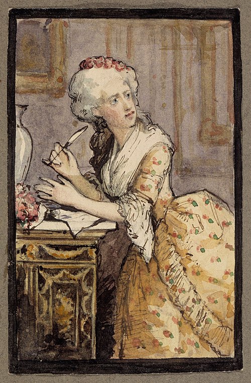 Lady Writing, Study for the Rococo Lady, 1874, Albert Edelfelt