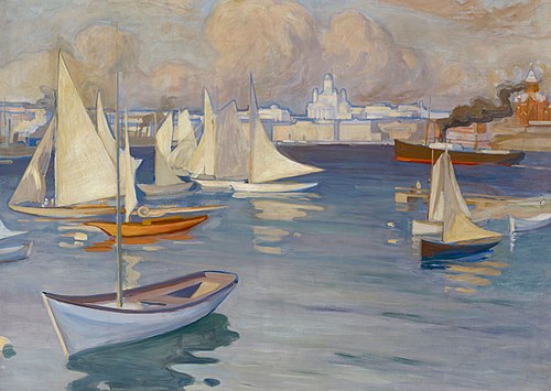 The Nyländska Jaktklubben Harbour in Helsinki, 1899, Albert Edelfelt