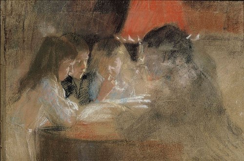 The Brandt Family Children (By the Lamp), 1889, Albert Edelfelt