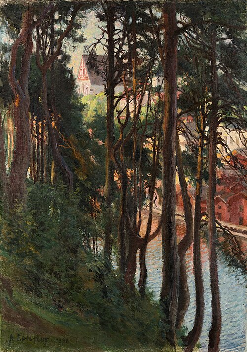 View of Porvoo from Nasinmaki, 1898, Albert Edelfelt