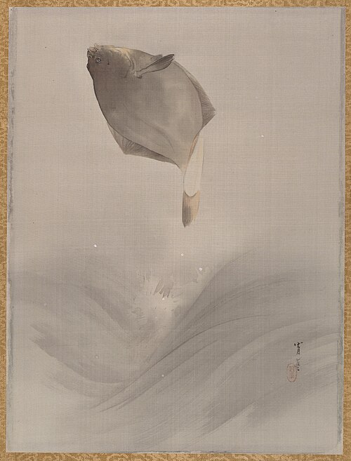 Jumping fish, 1887, Watanabe Shōtei