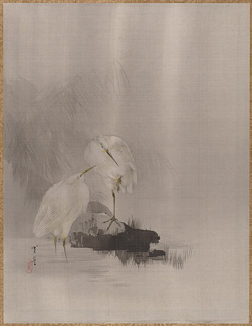 Egrets at the Water's Edge, 1887, Watanabe Shōtei