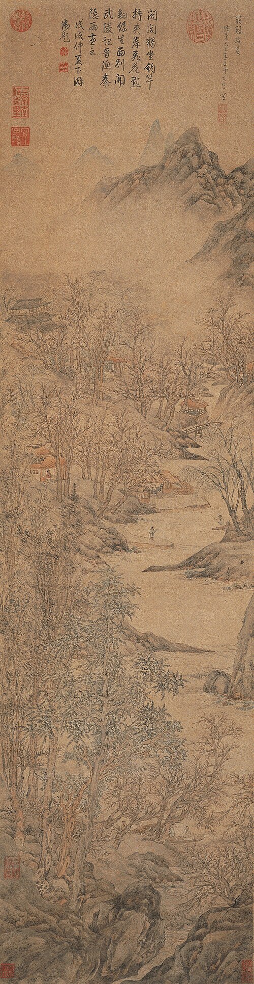 明  文伯仁  花谿渔隐图轴, 1569, Wen Boren