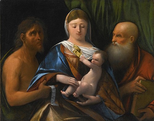 Madonna and Child with Saints John the Baptist and Jerome., , Dosso Dossi