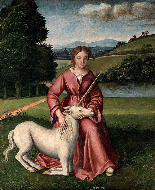 A Virgin and a Unicorn, Representing Chastity, , Dosso Dossi