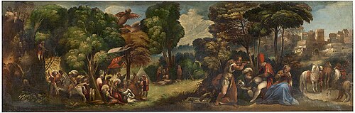 Enée et la prédiction des harpies, 1520, Dosso Dossi