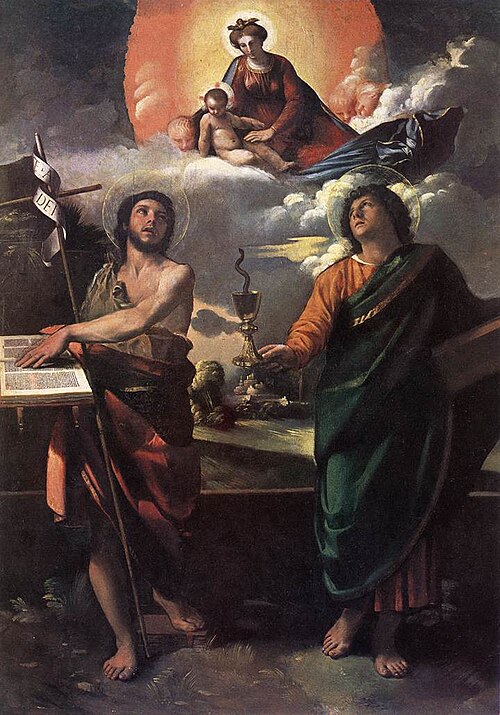 Apparition de la Vierge à l'Enfant aux saints Jean le Baptiste et l'Évangéliste, 1510, Dosso Dossi