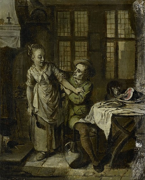 Scène galante dans la cuisine, 1789, Willem Joseph Laquy