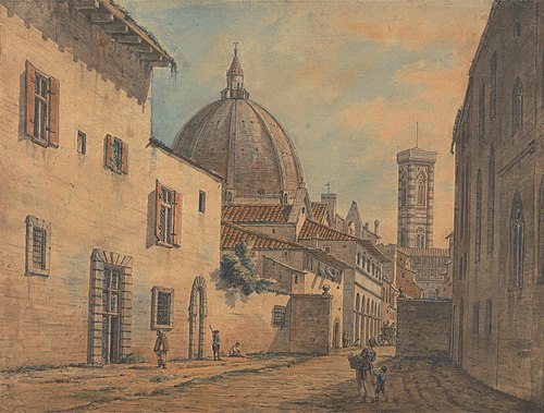 A Street in Florence with the Duomo and Campanile in the Background, 1765, William Marlow