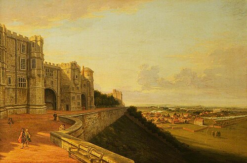 The North Terrace of Windsor Castle with Eton College beyond, 1780, William Marlow
