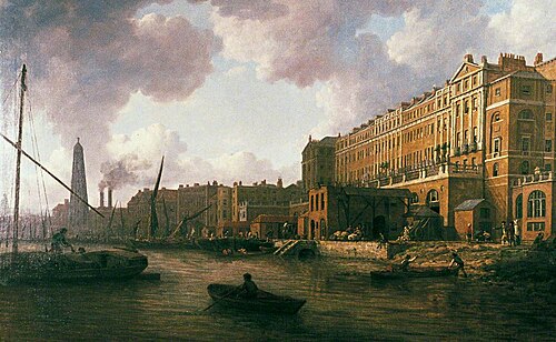 View of the Adelphi from the River Thames, 1789, William Marlow