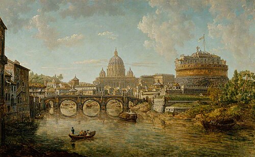 View of St Peter's with Castel Sant' Angelo, Rome, , William Marlow