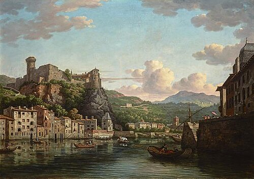 A View of the Château de Pierre Scize on the river Saône at Lyon, 1775, William Marlow