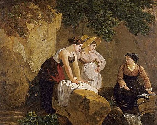 Washerwomen in a Grotto, 1827, Wolfgang Adam Toepffer