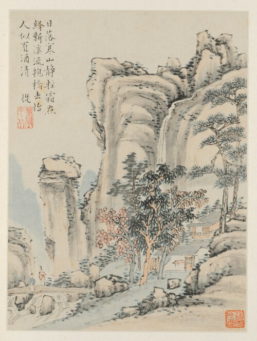 Album of Seasonal Landscapes, Leaf E (previous leaf 3), 1668, Xiao Yuncong