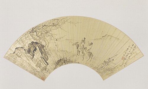 谢彬探梅图扇页, , Xie Bin