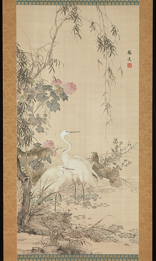 Egrets, Peonies, and Willows, 1816, Yamamoto Baiitsu