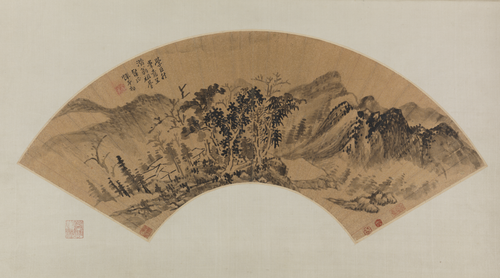 恽向仿巨然山水扇页, , Yun Xiang