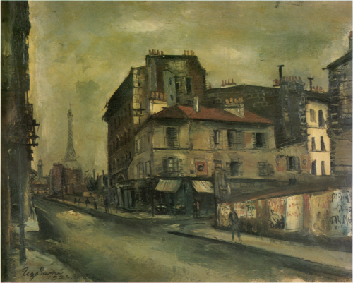 A Street with a View of the Eiffel Tower, 1925, Yuzo Saeki