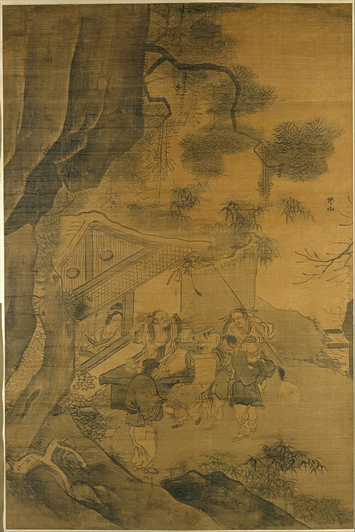 Studying a Painting, 1531, Zhang Lu