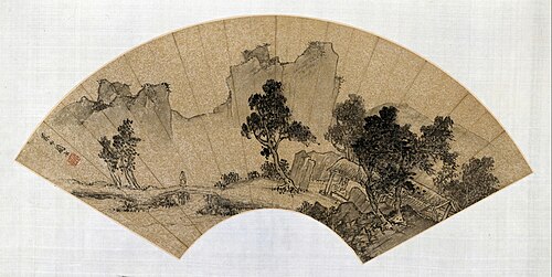 周臣《山水人物图》扇页, , Zhou Chen