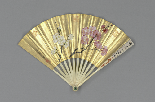 邹一桂画梅花张照书诗成扇, , Zou Yigui