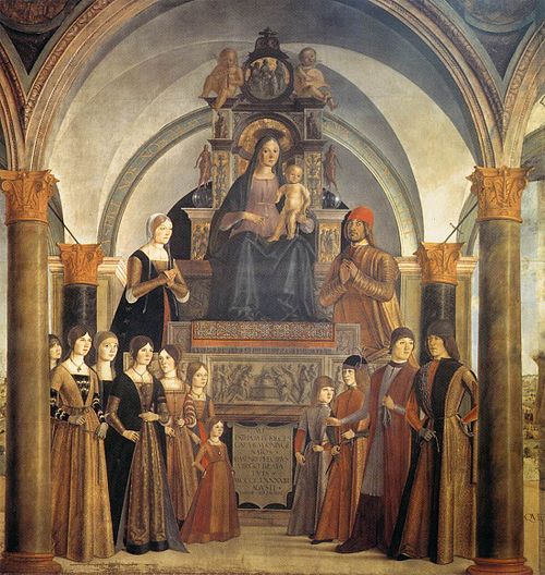 La Vierge à l'Enfant sur le trône avec la famille Bentivoglio, 1488, Lorenzo Costa