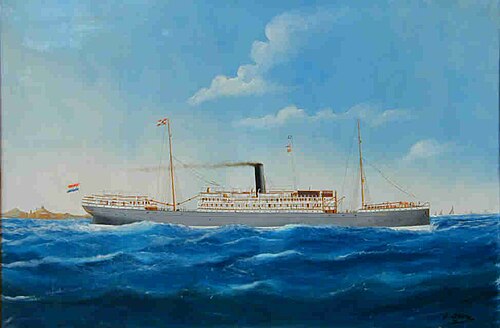 Het passagiersschip ss. Sindoro van de Rotterdamsche Lloyd, 1901, Édouard Adam