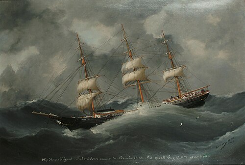 In a stormy sea, 1885, Édouard Adam
