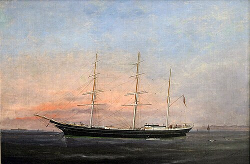 The Blackwall Frigate ALUMBAGH at anchor, 1882, Édouard Adam