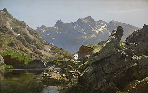 Le lac Merlat et la grande Lauzière. Massif de Belledonne, 1901, Édouard Brun