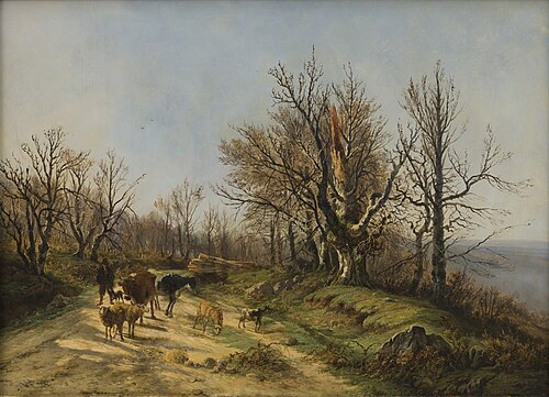 Landschap met koeien en schapen, 1853, Édouard Delvaux