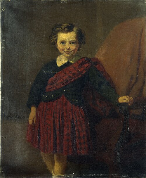 Portrait de petit garçon (Maurice Coblence), en costume écossais, 1866, Édouard Moyse