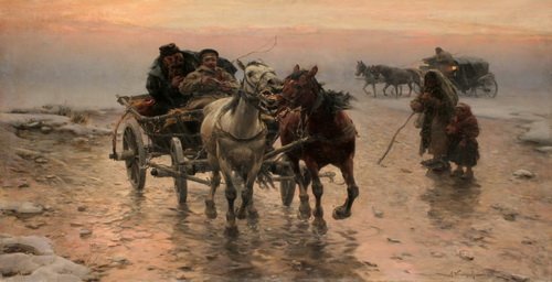 Гололедица, 1915, Alfred von Kowalski-Wierusz